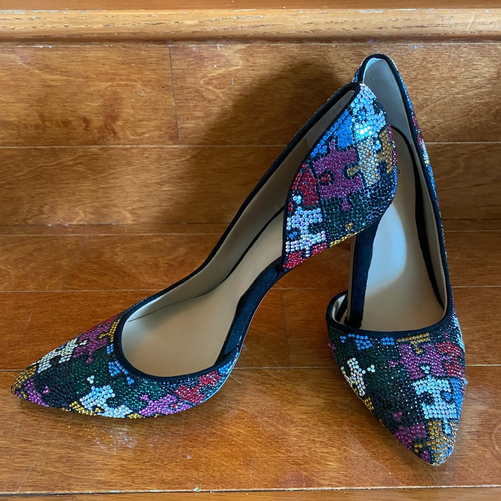 Colorful Puzzle Pattern Women's Heels